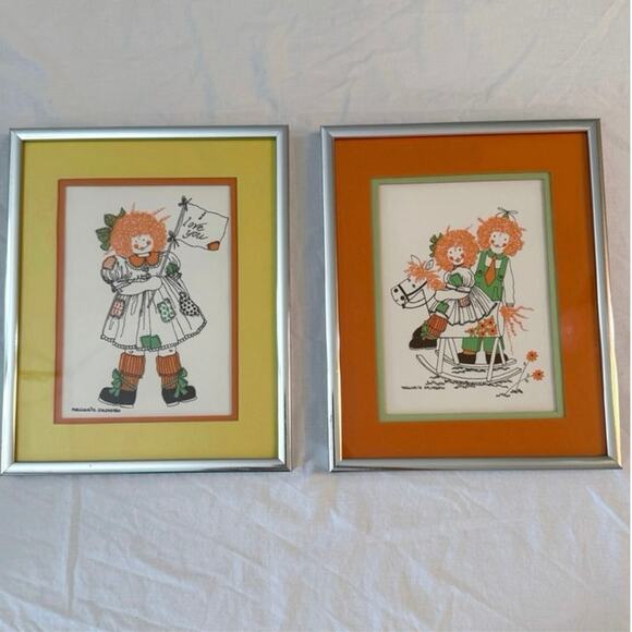 Marguerite Baldasaro Original Art Set Boy Girl Rocking Horse Love You Frame Mat - Picture 15 of 15